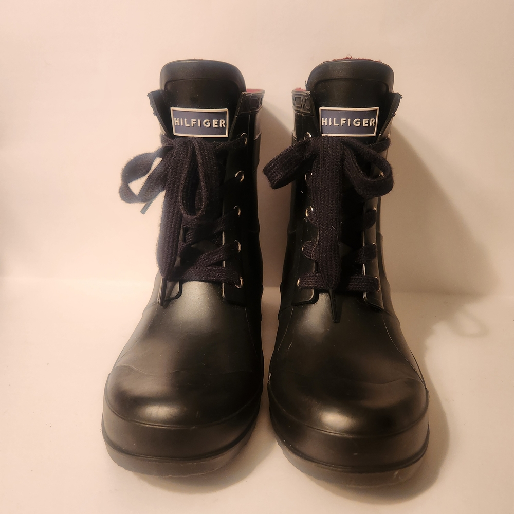 Tommy Hilfiger Black Rain Boots With Laces